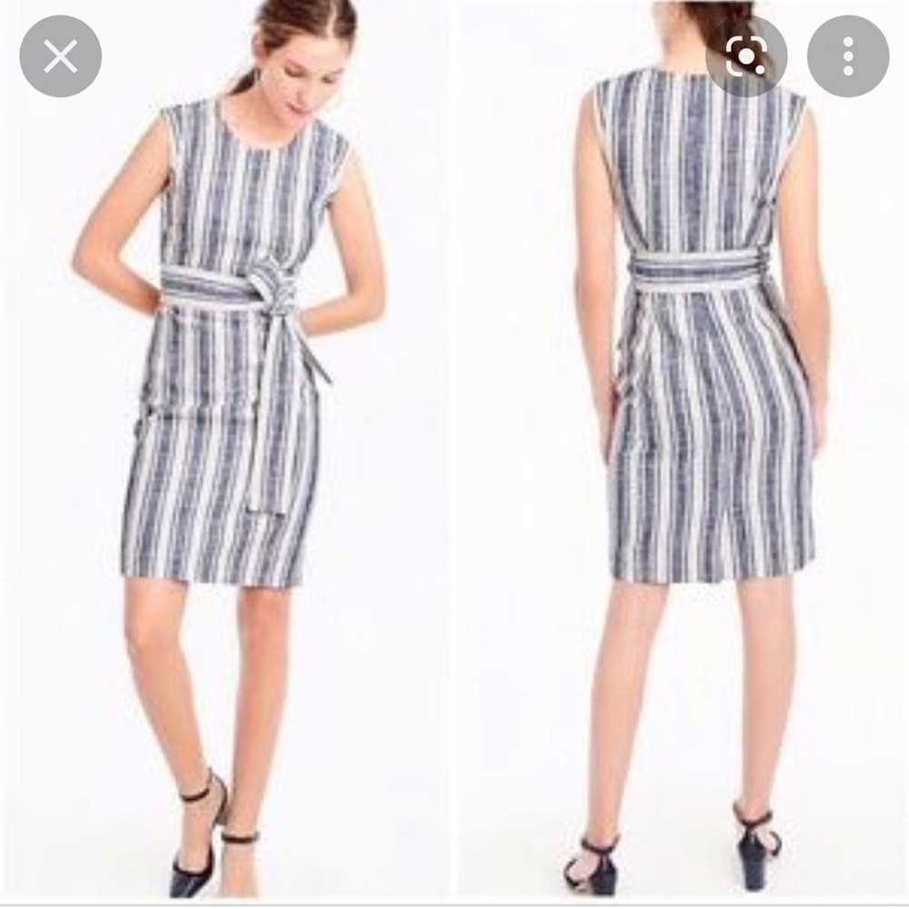J Crew blue striped linen dress size 12